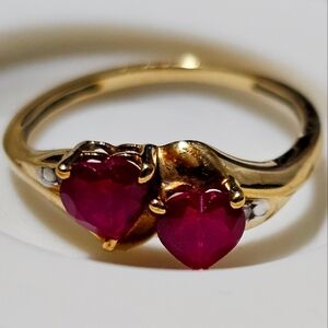 10K Gold Heart Ring with Stones